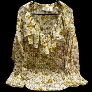 Victoria's Secret Gold  and Cream Ruffled Blouse label Gold  size M/L